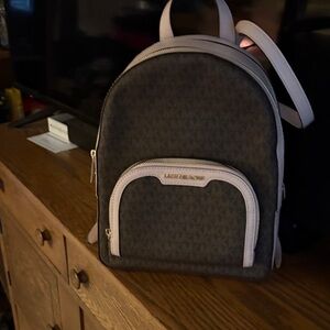 Michael Kors Dark Brown and Cream Backpack